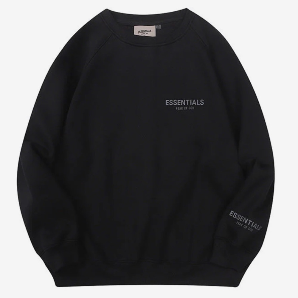 Essentials Black Crewneck Sweatshirt & Sweatpants set